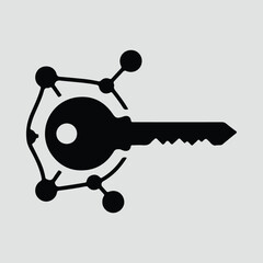 Silhouette key molecule structure innovative unlock solution vector illustrator