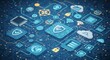 © Muhammad - Cybersecurity concept with digital shield protecting network data and cloud.