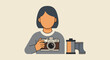© AI_ID - Minimalist vector illustration of a faceless photographer holding a vintage analog camera next to a roll of film