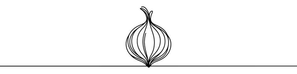 Onion icon. Continuous one line drawing of onion. Onion in one line style, isolated on white background. Vector illustration.