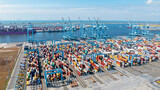 Aerial from industry in the harbor from Rotterdam in the Netherlands