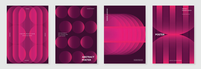 Wall Mural - Modern gradient poster background vector set. Cover template with vibrant geometric shape in different. Modern Design for wall art, flyers, brochures, covers and web banners. 