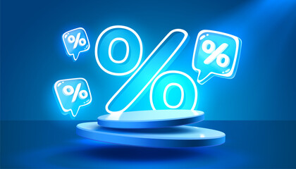 Wall Mural - podium percentage discount on sale, holiday sale, poster discount banner offer. vector illustration