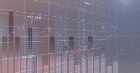Wall Mural - Displaying financial chart on trading interface, showing bar charts, line graphs, gridlines