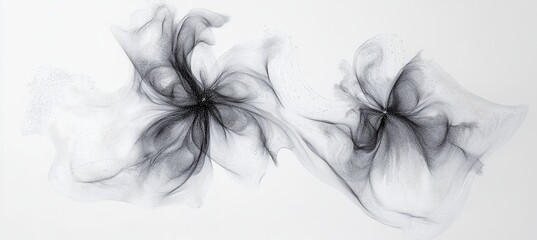 Wall Mural - Abstract Fluid Art Captivating Grey and White Ink Blooms Flowing in Motion with Ethereal Texture