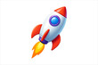 © Mohitos - rocket in space,Glossy White Rocket with Red Nose Vector Icon