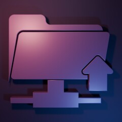 Wall Mural - purple ftp folder upload icon isolated on purple-blue background. software update, transfer protocol