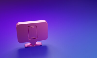 Wall Mural - pink phone repair service icon isolated on purple-blue background. adjusting, service, setting, main