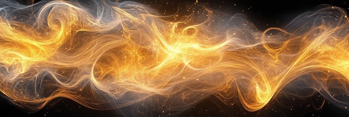 Wall Mural - Golden Flowing Energy A Luminous Abstract Symphony of Shimmering Swirls and Fluid Motion Art.