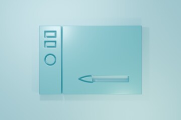 Wall Mural - Blue Graphic tablet icon isolated on blue background. Minimalism concept. 3D render illustration