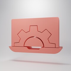 Wall Mural - Pink Software, web development, programming concept icon isolated on pink background. Programming language and program code on screen laptop. Minimalism concept. 3D render illustration