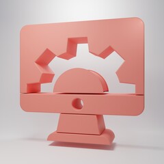 Wall Mural - Pink Software, web development, programming concept icon isolated on pink background. Programming language and program code on screen monitor. Minimalism concept. 3D render illustration