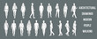 © MkJutt - Architectural Drawings  modern people walking in various directions vector illustration,  front and side views, human person Minimal style hand drawn. Sections, Elevations, Floor Plans
