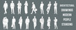 © MkJutt - Architectural Drawings modern people standing in various casual and professional poses vector illustration, front view, human person Minimal style hand drawn. Sections, Elevations, Floor Plans