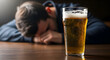 © Muhammad - Man sleeping at bar with beer glass in front him alcohol abuse drunkard hangover nightlife pub