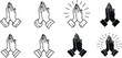 © Saad - Prayer and Respect Icon. Namaste, Thank You Emoji. Folded Hands Sign for Gratitude. Vector icons