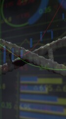 Wall Mural - animation of dna strand over data processing