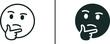 © Vectorzone - Contemplative Emoji Icons: Two minimalist emoji icons depicting thoughtful expression, capturing the essence of contemplation.
