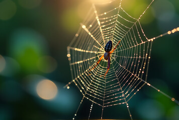 spider web with dew