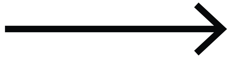 Black arrow icon, black right arrow, black direction pointer, straight pointed arrow icon, black arrow on white background.