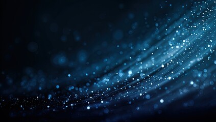 Abstract dark blue background with light streaks and bokeh