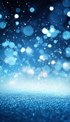 Wall Mural - beautiful abstract blue sparkle bokeh background with dreamy glow and soft illuminated light effects