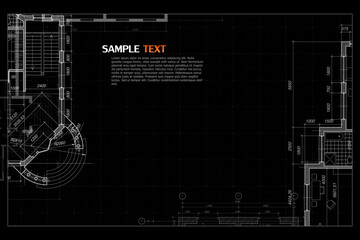 Wall Mural - Architectural background. Building construct plan. Interior design sketch draw. Home floor architect pattern. Office reconstruction project. Abstract technology illustration. Vector blueprint.