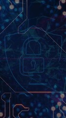 Wall Mural - animation of data processing and shapes over digital tunnel