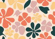 © Siam - A groovy retro mid century modern floral pattern with soft pastel colors and organic shapes