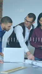 Wall Mural - animation of financial data processing over diverse business people