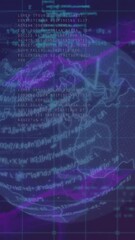 Wall Mural - Animation of data processing and globe in navy digital space