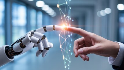 Human and Robot Hand Touching Digital Network