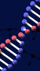 Wall Mural - animation of dna strand and molecules over dark background
