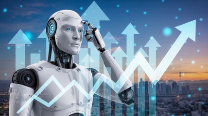 Robot Thinking About Growth and Financial Success