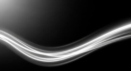Wall Mural - Abstract Flowing Curved White Light Streaks Lines Over Dark Background, Glows and Movement