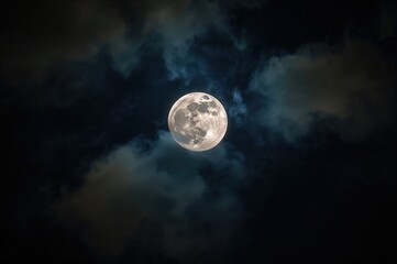 Wall Mural - a luminous full moon glows vividly against the night sky