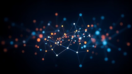 An abstract network of glowing nodes and connections, creating a futuristic visual effect.
