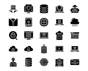 Wall Mural - web hosting line vector icons