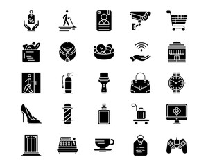 Wall Mural - mall line vector icons