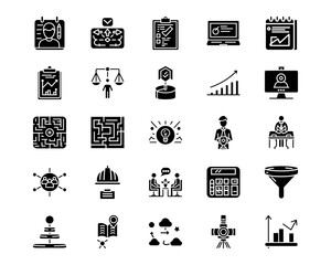 Wall Mural - project management line vector icons