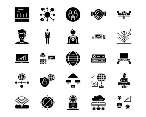 Wall Mural - networking line vector icons