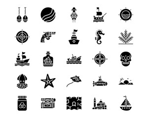 Wall Mural - ocean line vector icons