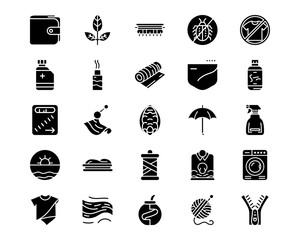 Wall Mural - fabric features line vector icons