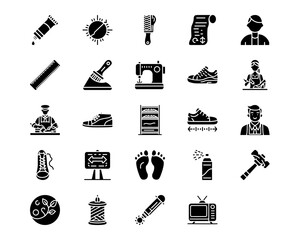 Wall Mural - shoemaker line vector icons