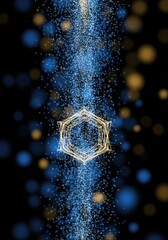 Wall Mural - Geometric Wireframe Shape with Glittering Particle Stream on Transparent Background