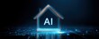 © Kedsara - Banking's concept of automation in mortgages. A futuristic digital house icon with 'AI' inside, representing the integration of artificial intelligence in smart home technology.