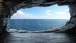 © Sonya - A cave interior view of a water body with a rock floor and an ocean outlook