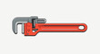 © Arrba - Stylized red pipe wrench with adjustable grey serrated jaws a flat vector illustration.