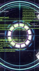 Wall Mural - Coding animation on futuristic circular interface over digital background
