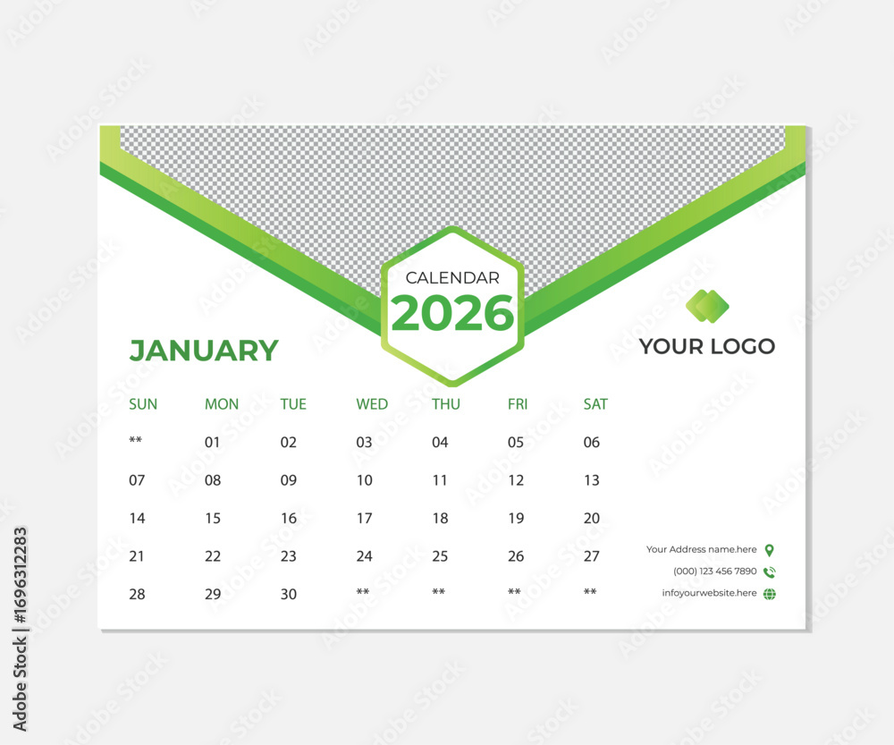 2026 Modern Calendar Design – Printable & Editable Yearly Planner Stock ...